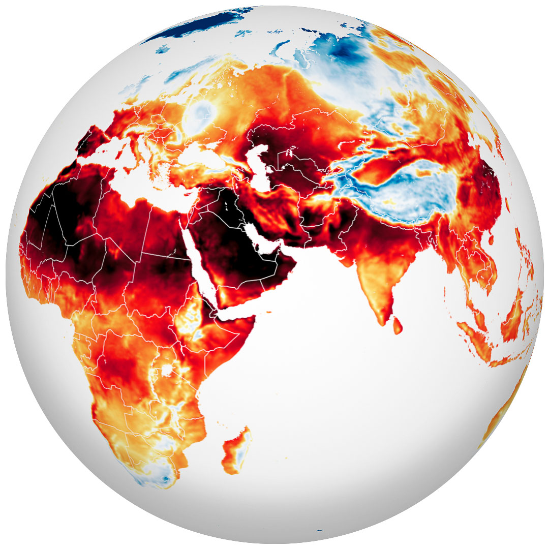 mapa del aumento de la temperatura terrestre